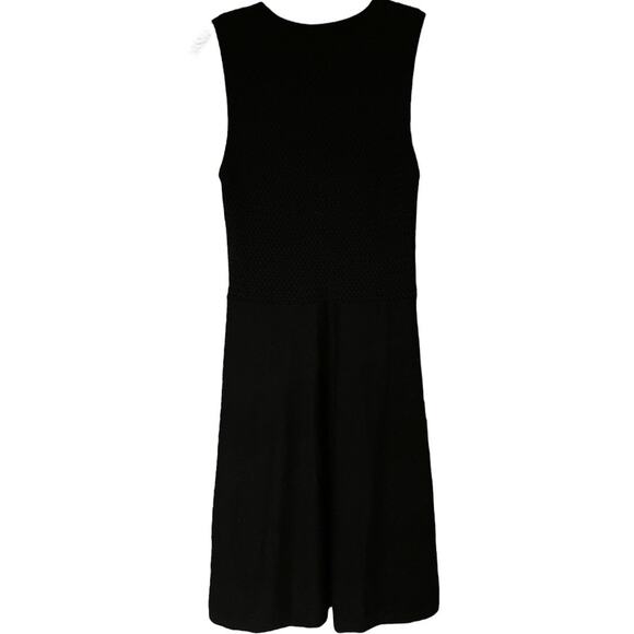 Eileen Fisher Washable Wool Crepe Midi Dress Women's XS Black Textured Bodice - Picture 4 of 5